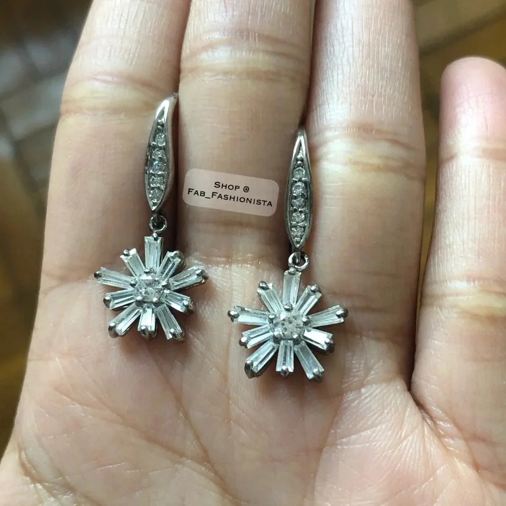 Crystal Flower Dangle Earrings - image 3